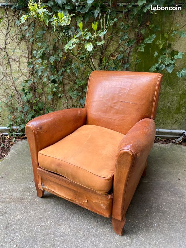 Ancien - Fauteuil club en suédine | Harmonie du Logis
