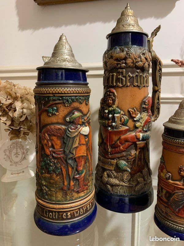 Vintage/ancien - chopes allemande, barbotine marquées 😍 déco vintage (image 3)