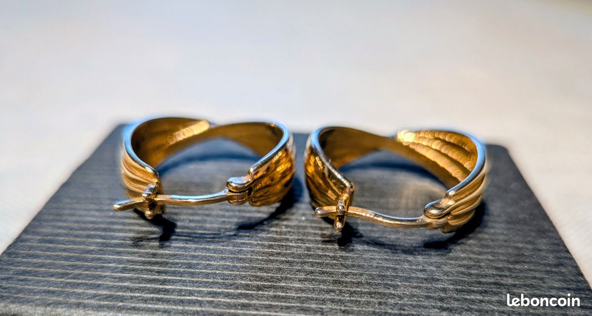 Paire De Boucles D'oreilles Plaqué Or Jaune - Modèle (150-11), Occasion