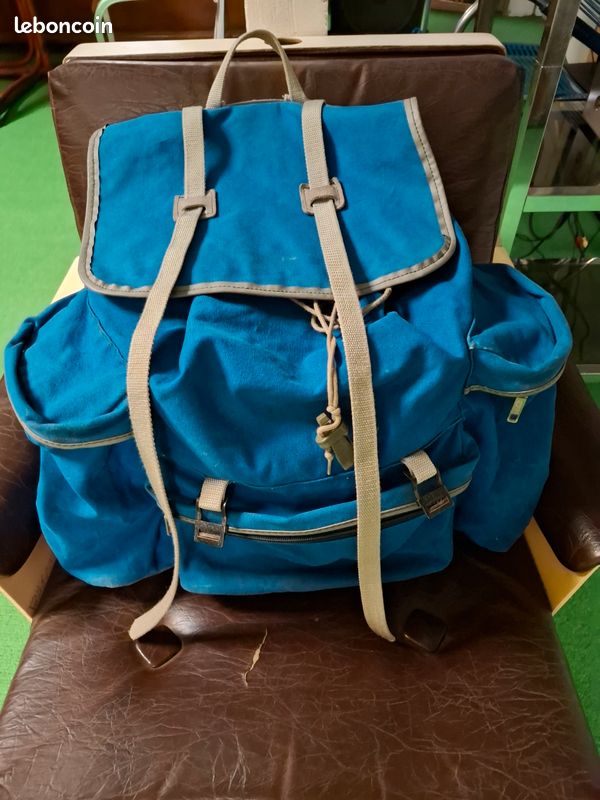Sac à Dos Alpinisme Vintage MILLET Le Sherpa Walter Bonatti - Années 60, Toile, Couleur Marron Kaki