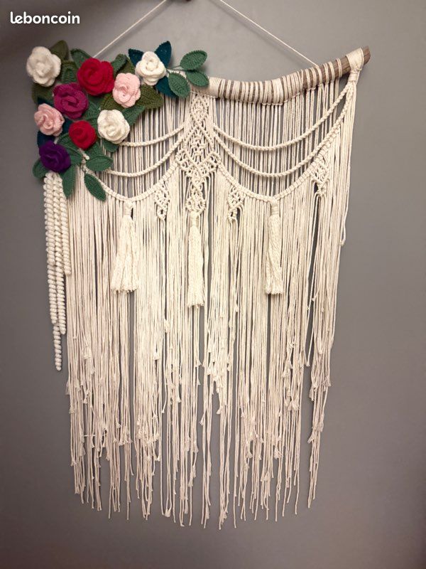 Macramé avec rose en crochet (image 2)