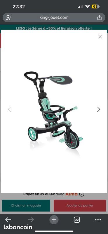 Globber King Jouet Velo Bebe Tricycle Explorer 4en1 évolutif Et