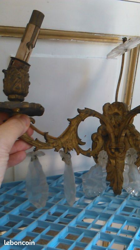 Ensemble 1 lustre et 2 appliques bronze et pampilles (image 8)