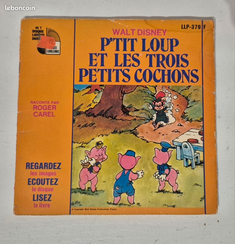 Vinyle 45tours p’tit loup et les 3 petits cochons (image 1)