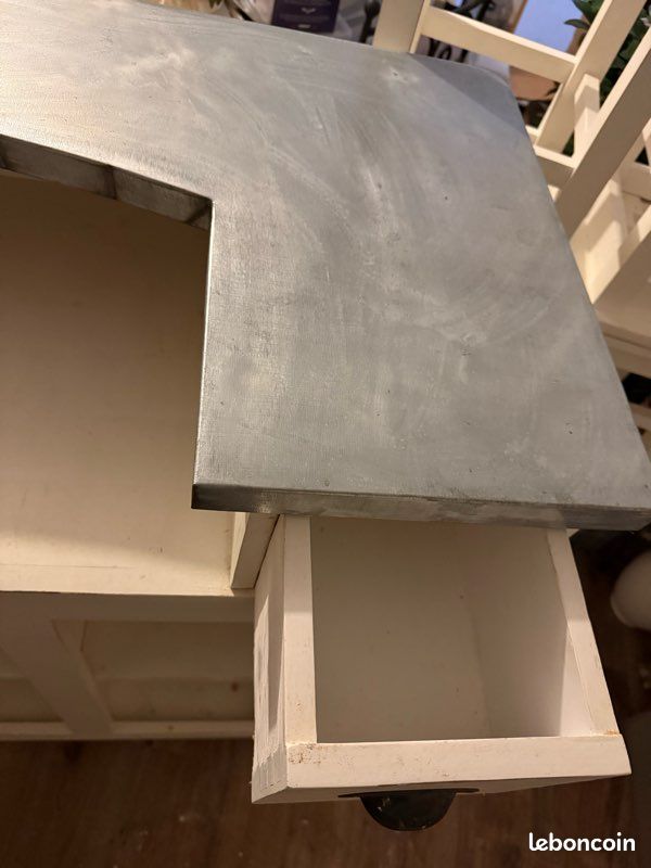 Bar comptoir zinc + 4 tabourets hauts assortis (image 4)