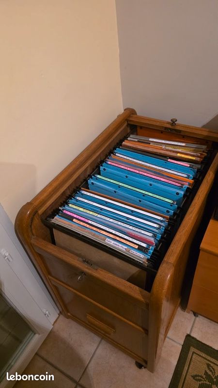 Meuble classeur d’archivage vintage à rideau coulissant en chêne (image 2)