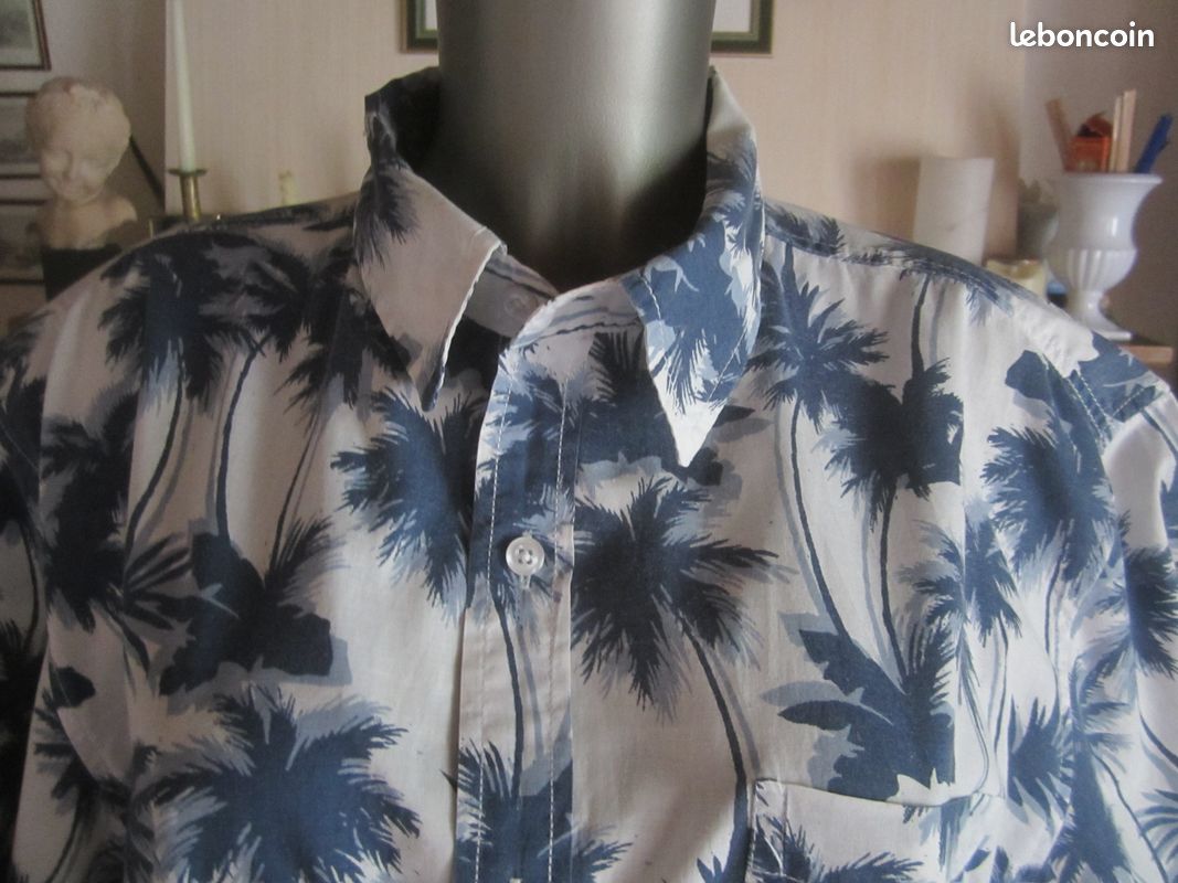 Chemisette homme imprimé palmiers bleus taille XL (image 2)