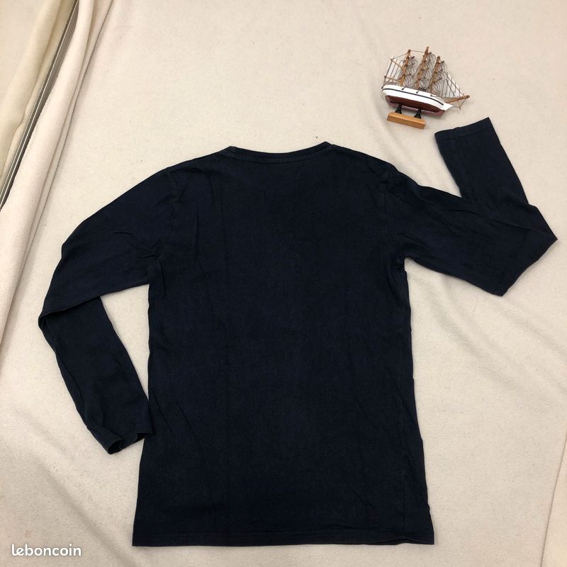 Teeshirt t-shirt tee-shirt manches longues coton bleu marine skate enfant garçon 11 12 ans (image 9)