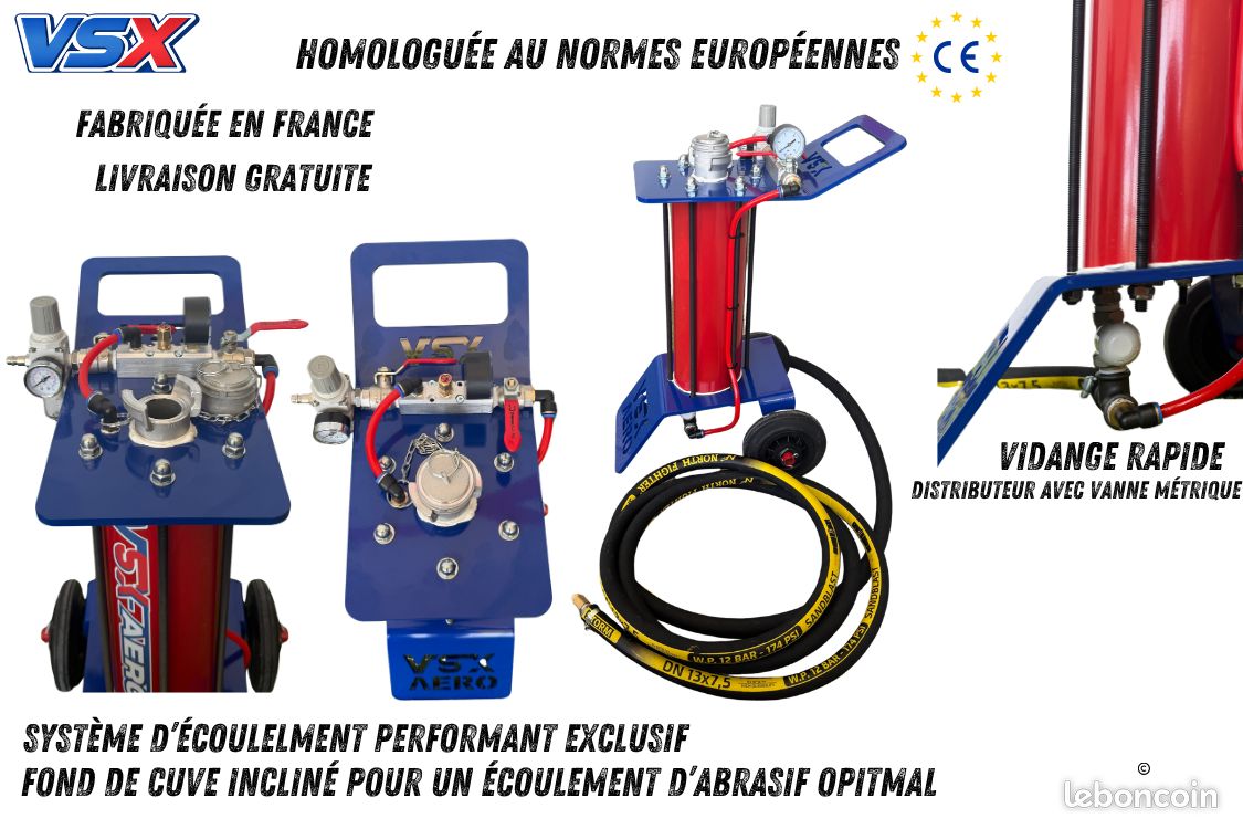 Sableuse VSX Aéro 8 - Buse tungstène - Masque bi Filtres - Tuyau pro 4 mètres - Livraison en France offerte (image 3)