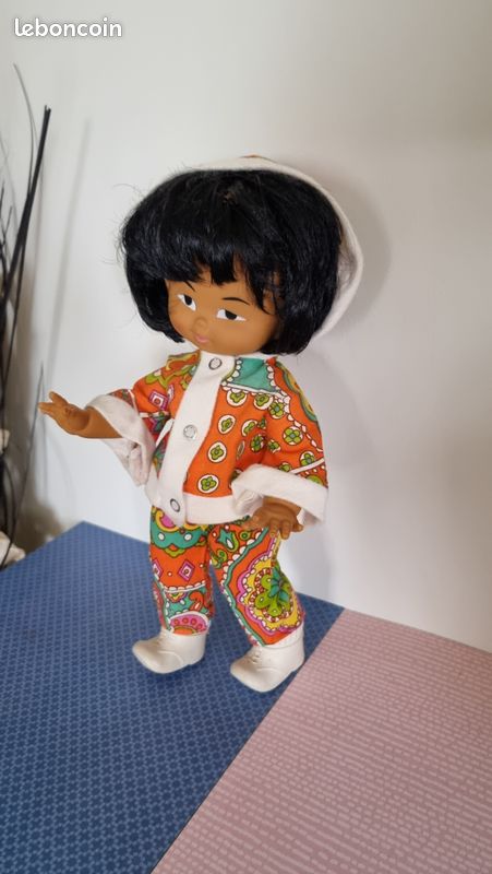 POUPEE ANCIENNE CLODREY MULATRE ROUSSE HABITS D'ORIGINE § RARE