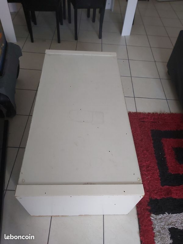 Table basse blanche - avec vitre - bon état (image 3)