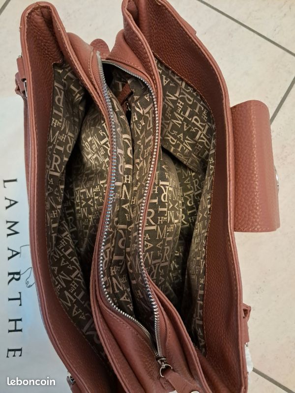 Sac Ã  Main SoirÃ©e LAMARTHE Paris En Cuir Marron Or/argent - NEUF AVEC Ã‰TIQUETTES