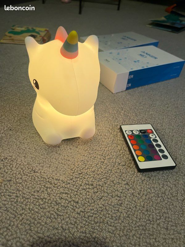 Tianhaixing Veilleuse Licorne Silicone Souple 9 Couleurs Rechargeable Télécommande - Lampe Enfant