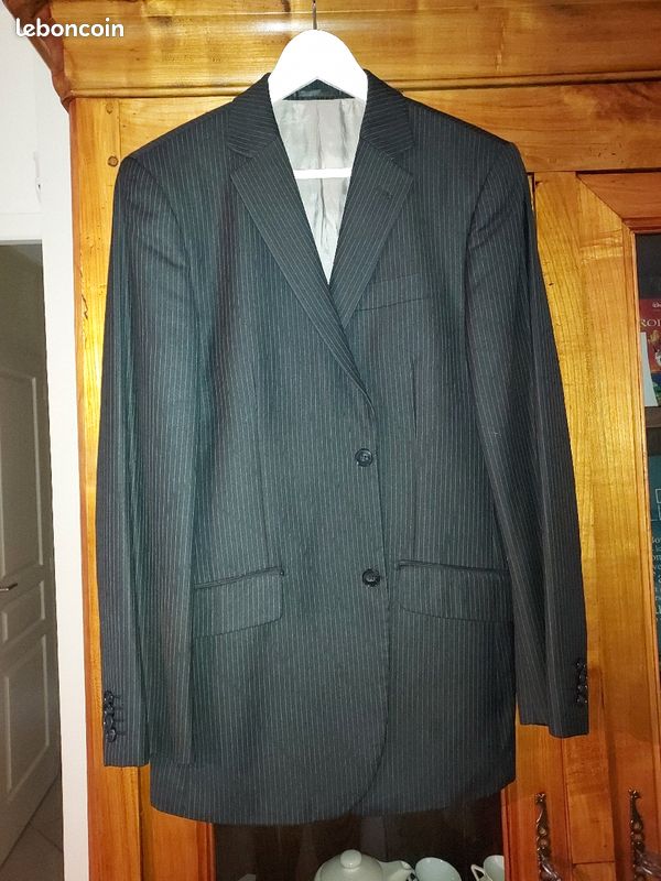 Veste de costume rayée noire remise en main propre (image 2)