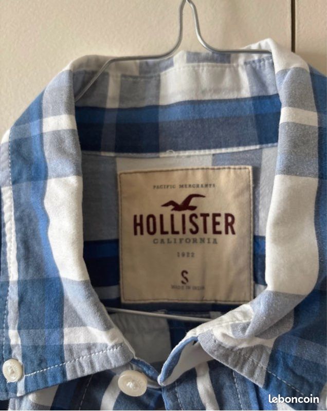 Chemise Hollister 'Californie' - Rayures Fines Bleu Et Blanc, 100% Coton, Tour De Poitrine 40 Pouces, Occasion Excellent état