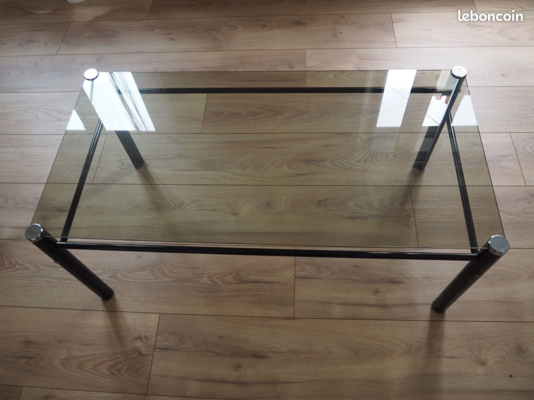 Table basse en verre, rectangulaire, bon état. Longueur 89 cm, Largeur 46 cm, Hauteur 36,5 cm (image 3)