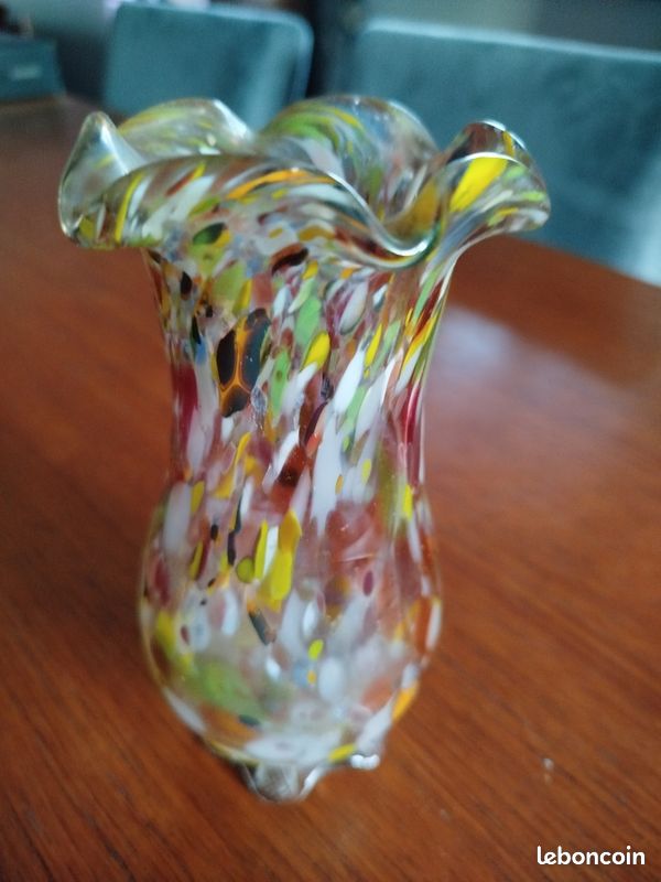 ✨ Vase en verre soufflé polychrome – Style Murano – Italie – Milieu XXᵉ siècle (image 7)
