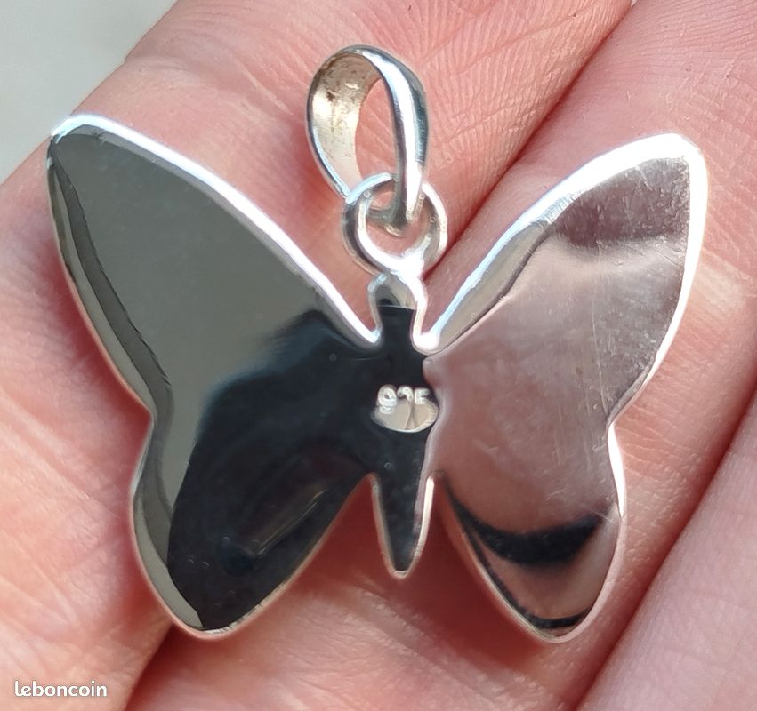 Quiges Charm Pendentif Perle avec Fermoir Femme Argent 925 Papillon avec Oxyde de Zirconium Blanche