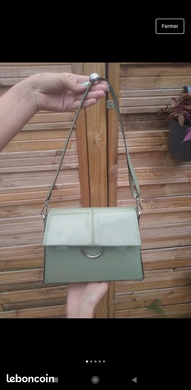 Sac vernis kaki vintage Zara (image 1)