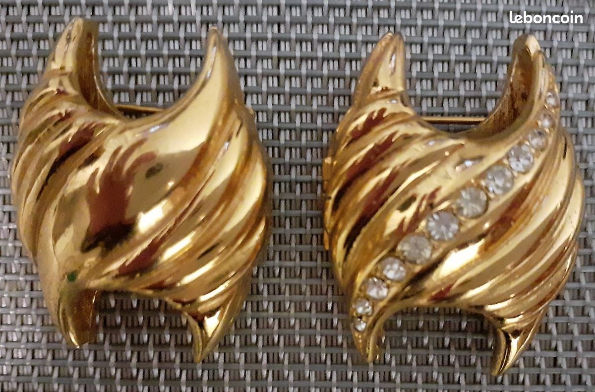 Clip à Foulard Broche En Métal Doré Avec Strass Bicolore - Occasion Porté
