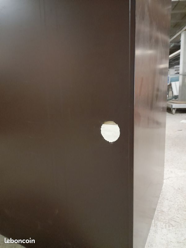 Armoire de bureau beige et marron en métal (image 3)