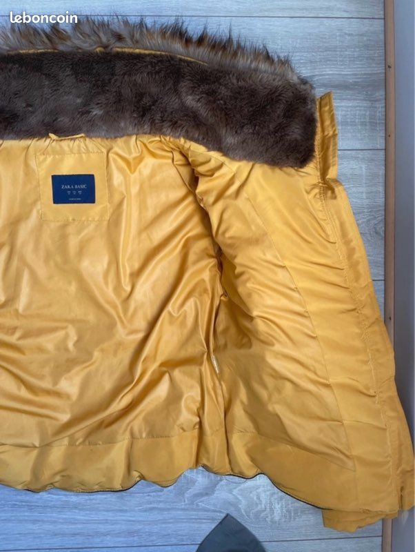 Doudoune courte jaune fourrure capuche Zara Taille M (image 10)