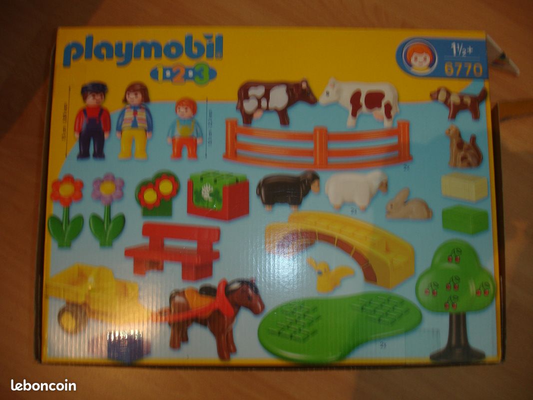 Jeu Playmobil 1 2 3 6770 famille à la campagne +18M animaux fleur (image 2)