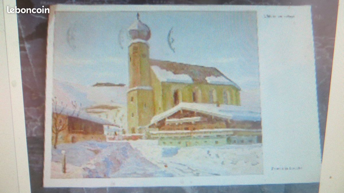 L’hiver au village – peinte à la bouche (image 1)