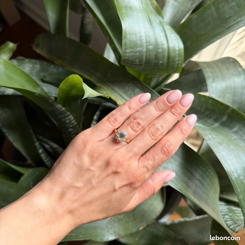 Bague Marguerite - Or Jaune 750 Aigue-Marine & Diamants (image 2)