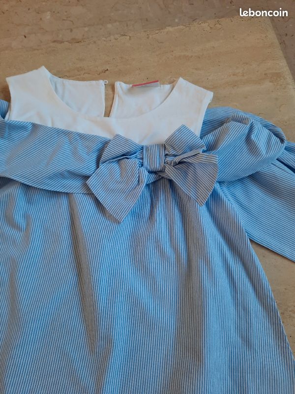 Lot robe et haut BIMBALINA 10 ans rayé bleu/ blanc (image 3)