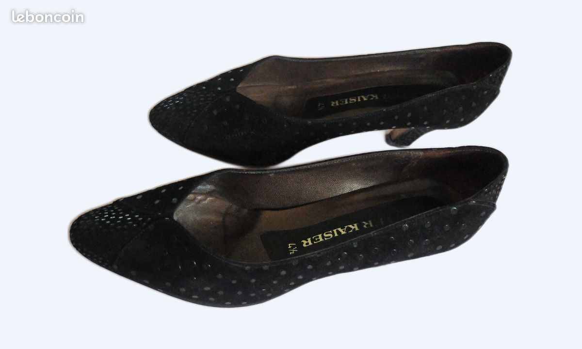 Escarpins Noirs Peter Kaiser - Talon Aiguille Bas, Cuir, Pointure 38, Vintage Neuf