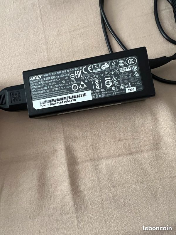 Chargeur ACER PC portable original 65 W - Grenoble Informatique