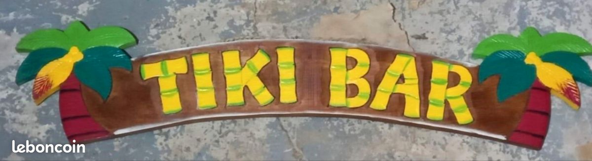 Plaque totem Tiki 100 cm en bois d albesia motif Tiki bar (image 1)
