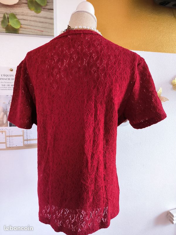 Haut rouge Etam vintage dentelle (image 8)