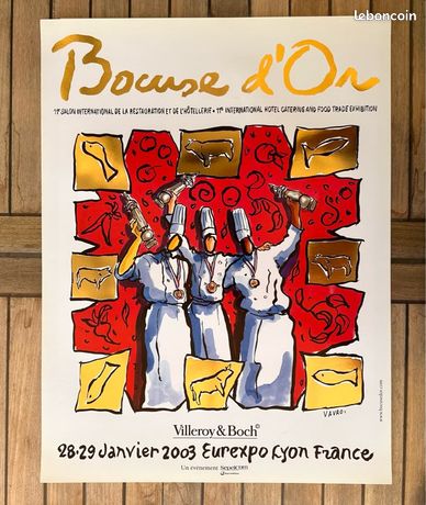 Lot de Affiche des Bocuse d'or dédicacée par Paul Bocuse et datée 1993