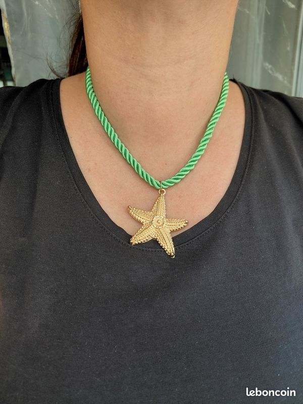 Collier en corde vert étoile doré 🌼 (image 2)
