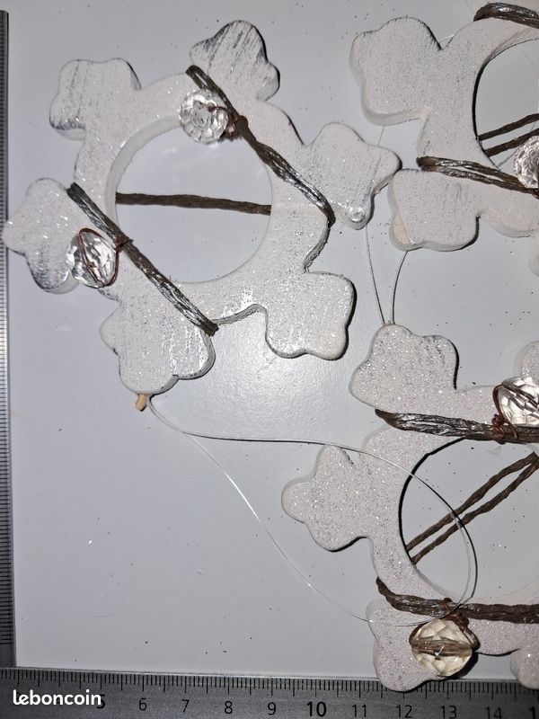 Lot flocons ❄️ bois boules décoration noel sapin suspension ornement sujet (image 4)
