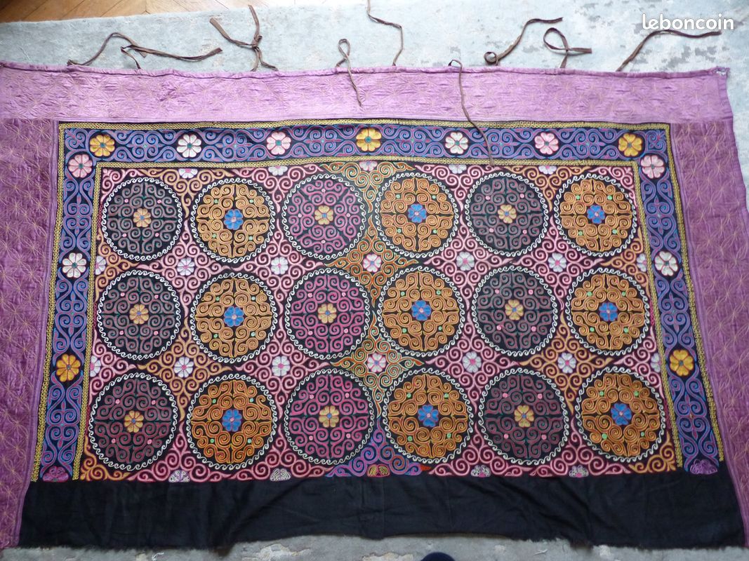 Tenture kazakhe authentique Mongolie tapis suzani broderie (image 9)