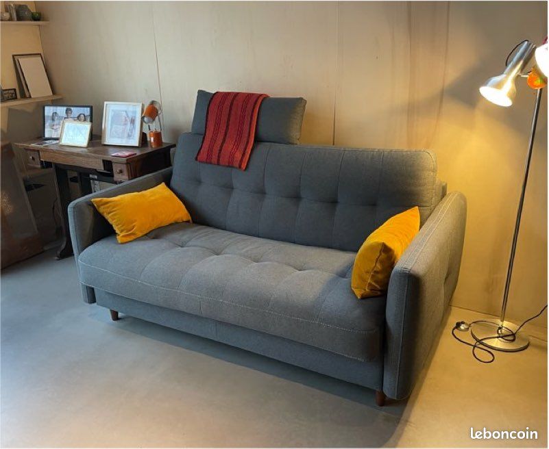 Canapé-lit Convertible Pliable 99 Cm - Sofa Bas, Chaise Longue, Lit D’appoint Avec Coussins, Gris
