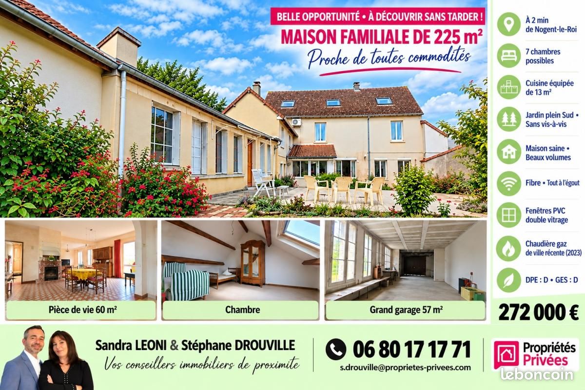 Maison 8 pièces 225 m² · à Nogent-le-Roi · 225 m² · 272 000 €