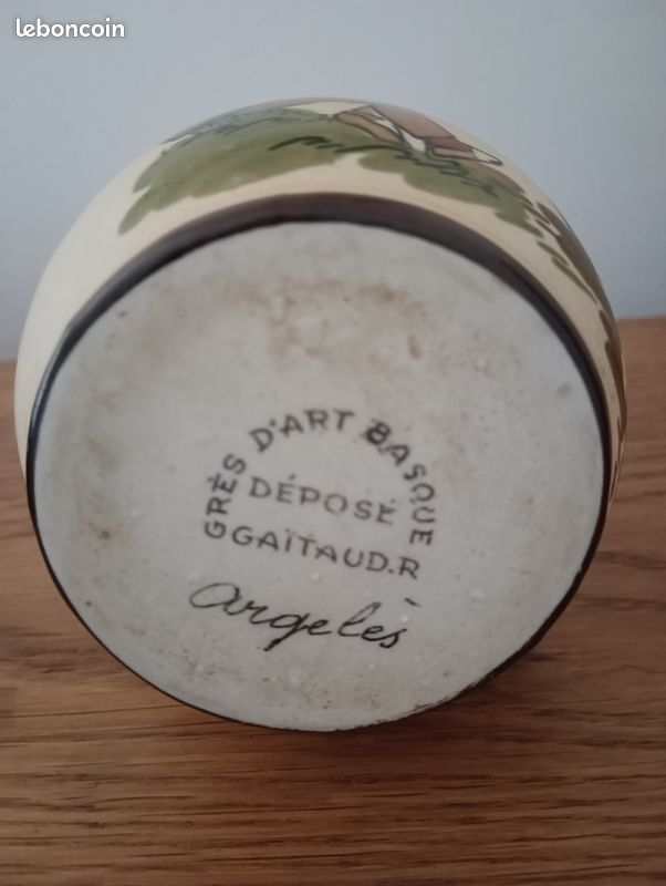Beau Vase En Céramique Basque Signé Gaïtaud.R Grès D’art Danseuse (image 4)