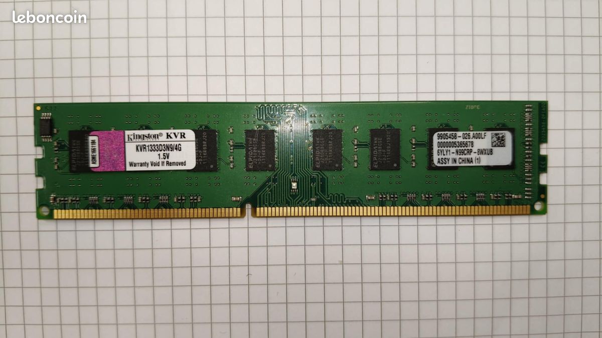 RAM KINGSTON KVR1333D3N9/4G 4 Go DDR3-RAM 1333MHz CL9 9-9-27 (image 1)