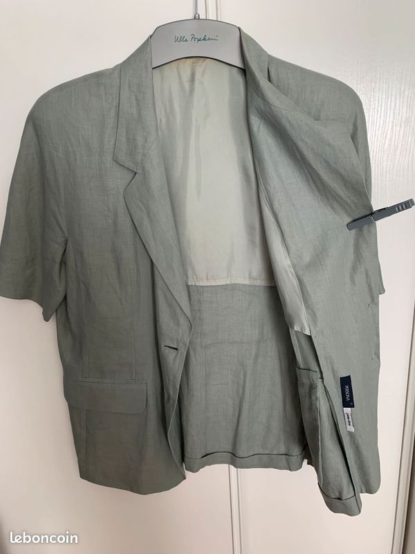 Veste Blazer 100% Lin Manches Courtes Vintage (image 3)