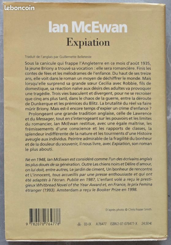 Expiation MC Ewan Ian (Roman Gallimard) Livre d'occasion en bon état (image 2)