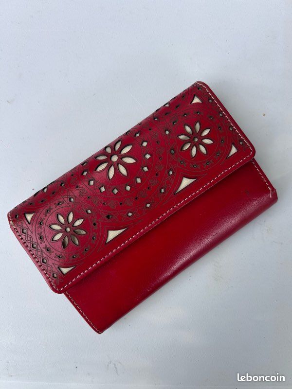Porte feuille cuir rouge 10x15 (image 1)