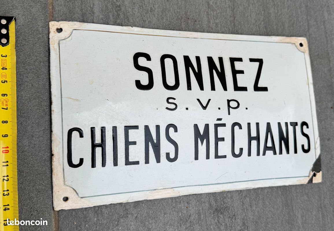Ancienne plaque émaillée sonnez svp chien méchant (image 2)