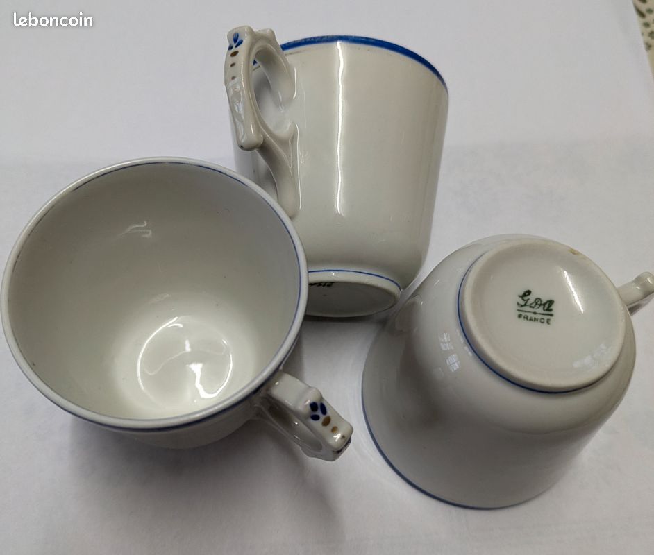Lot 3 jolies tasses porcelaine vintage signées Gda (image 1)