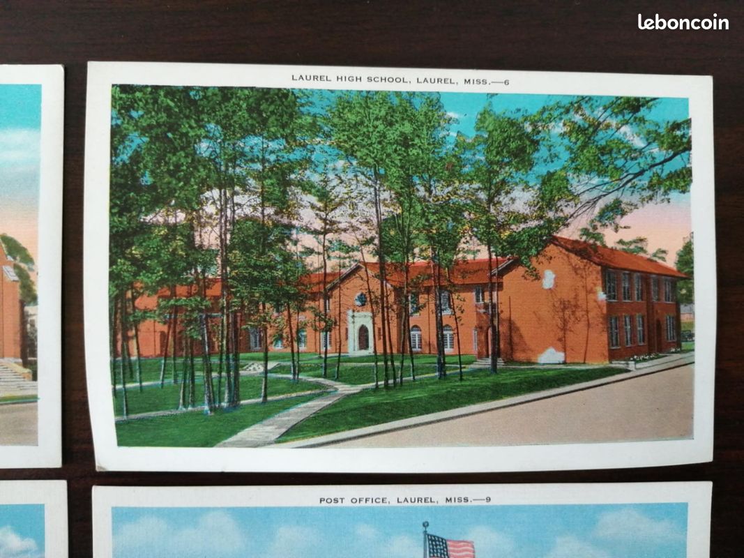 5 anciennes cartes postales, Laurel, Mississippi, états unis, vierges, couleurs (image 2)