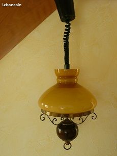 Lampe suspension en verre et en bois (image 2)