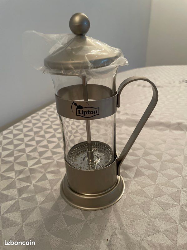 Théière En Verre La Cafetière Avec Infuseur - 1L - Cadre Argenté - Verre Borosilicate - Idée Cadeau Amateur De Thé